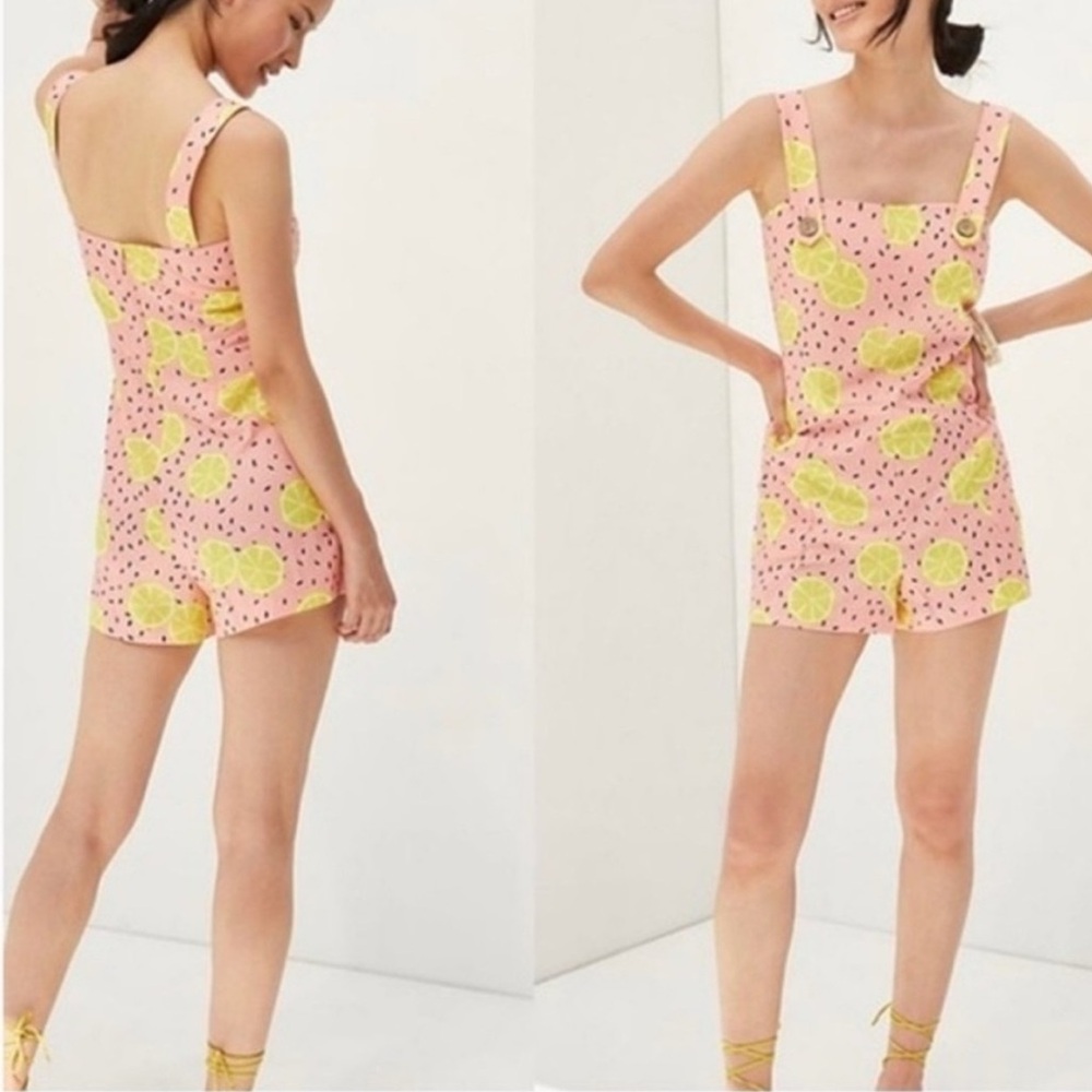 Hutch Anthropologie Lemon Shorts Overalls Romper Size Medium